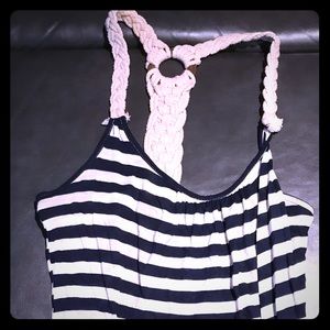 Crochet navy & white tank top